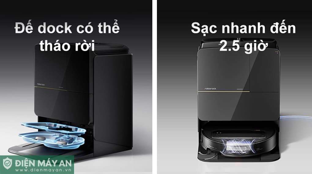 Robot hút bụi lau nhà cánh tay cơ học Roborock Saros Z70 - Đen